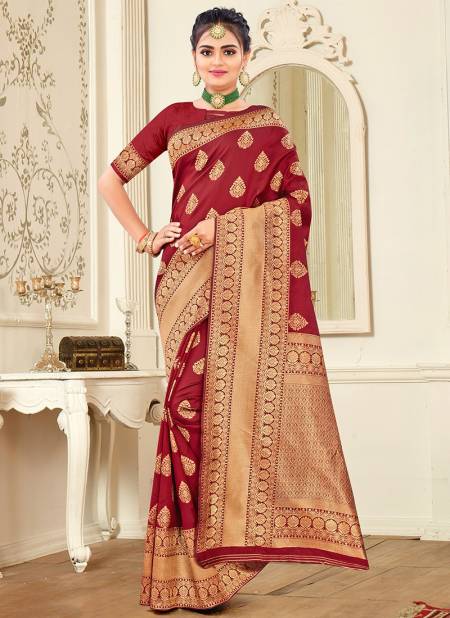 Maroon Colour Santraj New Exclusive Wear Banarasi Silk Designer Saree Collection 1016